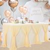 14ft Champagne Table Skirt Tulle Wedding Table Cloth Elegant Tutu Table Skirt Cover for Birthday Party Baby Shower Dessert Buffet Banquet Table Decorations view 2