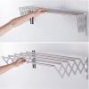 GXFWJD Bathroom Foldable Laundry Towel Drying Rack Stainless Steel Retractable Clothes Hanging Racks with Clips Clothes Storage Rack Wall-Mounted (Color : Silver, Size : 60cm) view 3