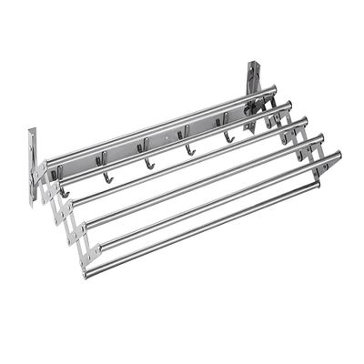 GXFWJD Bathroom Clothes Drying Racks Towel Rack Accordion Extendable Polished Clothes Drying Rack Wall Mount Great Sus304 Stainless Steel Telescopic Towel Bar (Color : Silver, Size : 70cm)