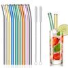 8 Pcs Reusable Glass Straws, 8"x8mm Eco-friendly Drinking Straws for Smoothies, Milkshakes, Tea, Juice, Cocktails - Multi-Color Mixed (8Pcs Bent) view 1
