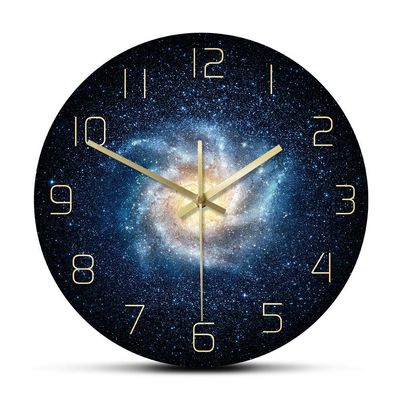 Galaxy Outer Space Round Wall Clock for Living Room Silent Clock Nebula Stars Wall Art Abstract Universe Home Decor Astronomy Gifts-Frameless_Simple_Design