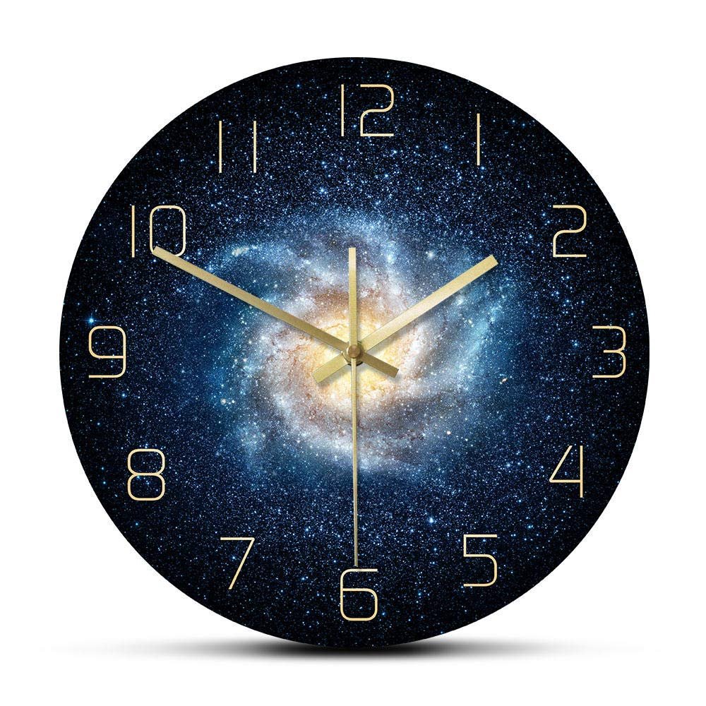 Galaxy Outer Space Round Wall Clock for Living Room Silent Clock Nebula Stars Wall Art Abstract Universe Home Decor Astronomy Gifts-Frameless_Simple_Design