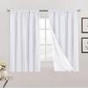 100% Blackout Curtains Primitive Linen Textured Curtain Drapes for Bedroom Full Light Blocking Window Curtains Draperies for Living Burlap Fabric Soft with White Liner (52"W x 54"L, Pearl White) view 1