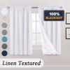 100% Blackout Curtains Primitive Linen Textured Curtain Drapes for Bedroom Full Light Blocking Window Curtains Draperies for Living Burlap Fabric Soft with White Liner (52"W x 54"L, Pearl White) view 3
