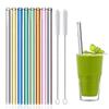 8 Pcs Reusable Glass Straws, 8"x8mm Eco-friendly Drinking Straws for Smoothies, Milkshakes, Tea, Juice, Cocktails - Multi-Color Mixed (8Pcs Straight) view 1