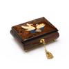 Gorgeous Handcrafted 30 Note Walnut Music Box with Swans Wood Inlay - Moon River view 1