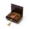 Gorgeous Handcrafted 18 Note Walnut Music Box with Swans Wood Inlay - Many Songs to Choose - Allouette view 3