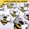 48 Pieces 3D Bee Yellow Stickers Decor Removable Mural Decals Honey Bee Clings for Home Office Fridge Decorations Party Supplies,3 Sizes view 4