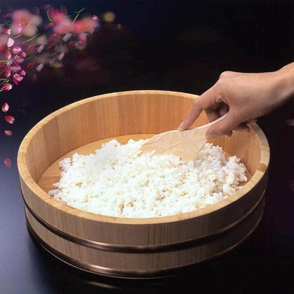 AIZYR White Pine Wooden Bucket Cuisine Sushi Bucket, Cooking Wood Barrel Container, Japanese-Korean Rice Mixing Tub for Home, Sushi Restaurant, Hotel,60 * 15cm