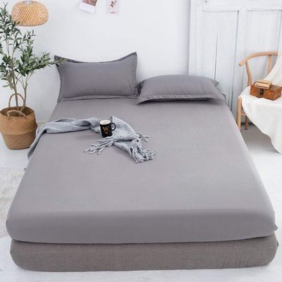 CFYCYHDZHT Breathable Lux Bed Sets Solid Color Brushed Mattress Topper, Bedroom Hotel Homestay Aloe Cotton Single Double Bed Sheet Grey 180x200cm