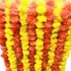 10 PC - 5 feet Marigold Garland |Indian/American Wedding Party Mantle Decoration, Faux Wedding Garland, Diwali Decoration, Haldi Mehndi, Spring Bush Floral! Dark Orange and Yellow view 2