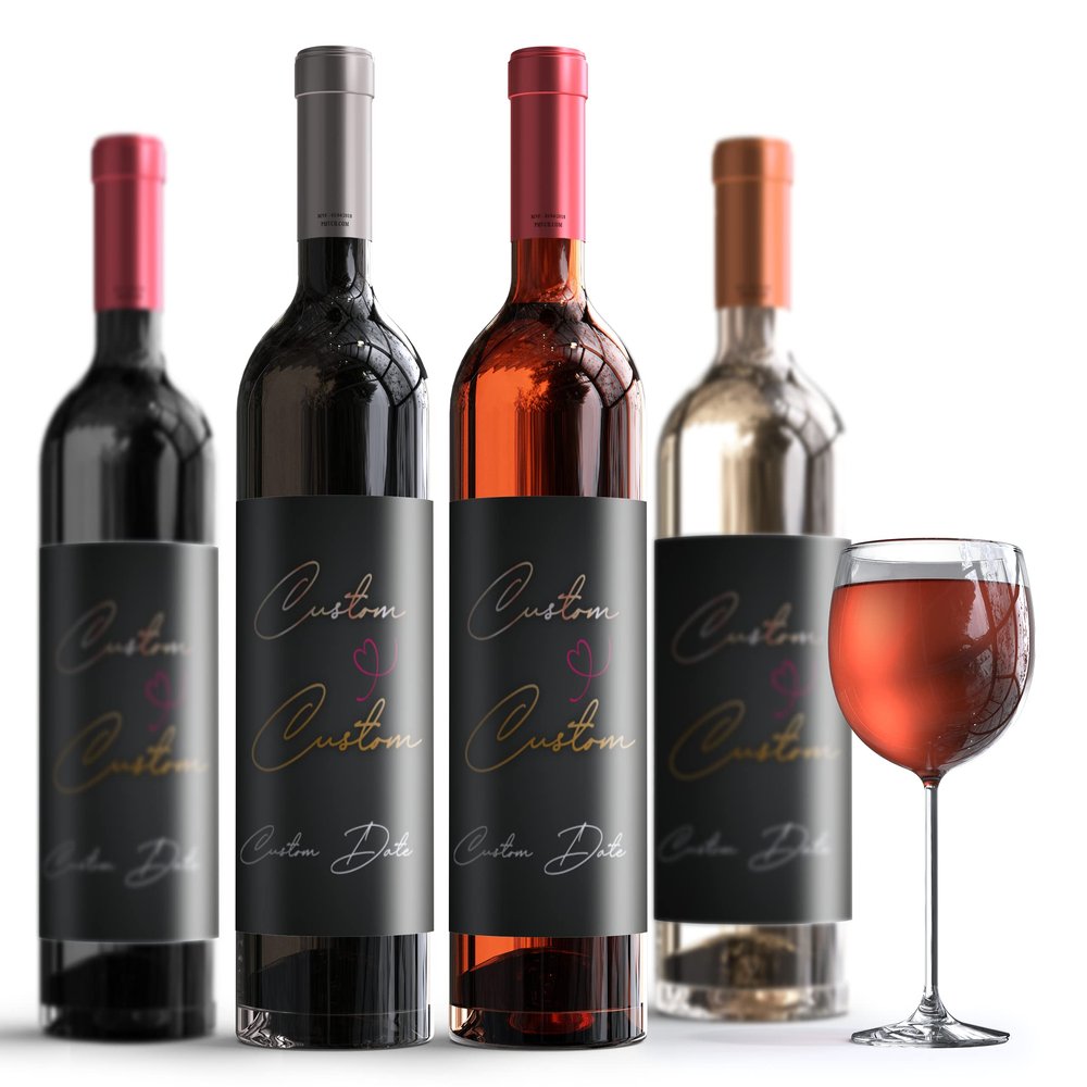 Personalized Wedding Wine Bottle Labels, Custom Wine Bottle Labels for Wedding, Personalized Wedding Bottle Labels, Wine Label (3 Labels)