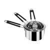 Aggarwal Stainless Steel Gas Stove and Induction Compatible Heavy Base Heat Proof Saucepan with Handle for Kitchen (1 L, 1.5 L, 2 L ) - Set of 3 pcs Combo view 1