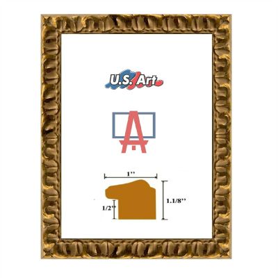 US Art 12x12 Elegant Texan Horse Shoe Design 1 Inch Wide Bright Gold Foil, Wood Composite MDF Picture Frames