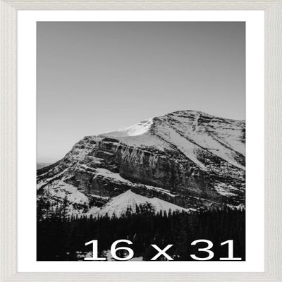 Frame It Easy 16 x 31 Whitewash Natural WoodFrame (Dayton) with Matting