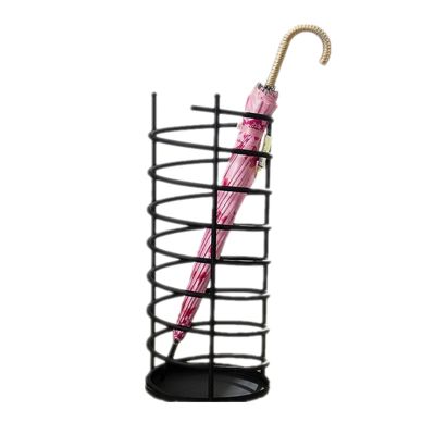 Metal Umbrella Holder Round Umbrella Stand Rack Steel Umbrella Stand Entryway Space Saving Umbrella Holder Organizer for Front Door Black White (Color : Black)