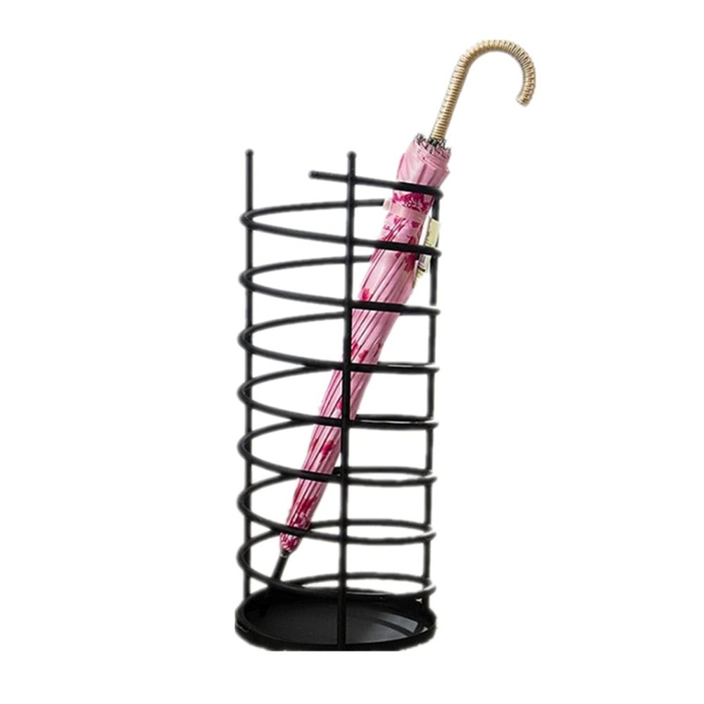 Metal Umbrella Holder Round Umbrella Stand Rack Steel Umbrella Stand Entryway Space Saving Umbrella Holder Organizer for Front Door Black White (Color : Black)