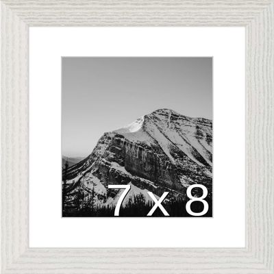 Frame It Easy 7 x 8 Whitewash Natural WoodFrame (Dayton) with Matting