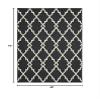 HomeRoots Polypropylene 4x6 Black and Ivory Trellis Indoor Outdoor Area Rug view 3