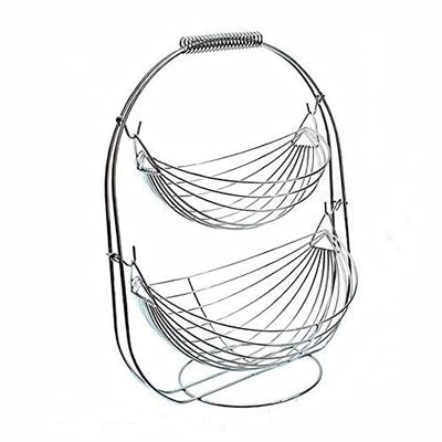 3 Tier Fruit Basket Bowl Holder Stand Kitchen Vegetables Storage Stainless Steel Organizer Decoration Household Food Storage (2 tier)