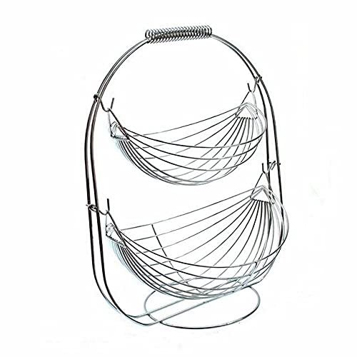 3 Tier Fruit Basket Bowl Holder Stand Kitchen Vegetables Storage Stainless Steel Organizer Decoration Household Food Storage (2 tier)