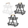 2-Tier Metal Fruit Basket Portable Kitchen Storage Countertop Shelf Rack for Fruits Vegetables Household Toiletries (W) view 3