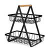 2-Tier Metal Fruit Basket Portable Kitchen Storage Countertop Shelf Rack for Fruits Vegetables Household Toiletries (BK1) view 1