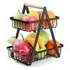2-Tier Metal Fruit Basket Portable Kitchen Storage Countertop Shelf Rack for Fruits Vegetables Household Toiletries (BK1) view 2