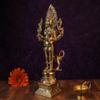 SHIVAJIARTS Bhairava Statue, 11.5Inch Brass Maha Kala Bhairav Statue, Hindu God Yamantaka, Vajrabhairav Murti, Bhairav Idol with Dog, Gold, 29 X 13 X 9 CM view 2