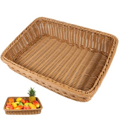 Cabilock 1pc Handmade Rattan Vegetable Basket for Kitchen Picnic Light Brown Desktop Storage for Fruits Vegetables Rustic Woven Design for Home Organization
