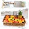 Cabilock 1pc Handmade Rattan Vegetable Basket for Kitchen Picnic Light Brown Desktop Storage for Fruits Vegetables Rustic Woven Design for Home Organization view 4