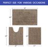 ACCUMTEK Striped Ultra Soft Bathroom Rugs and Mats Set 3 Pieces Bath Mat Set Dark Beige, Thick Chenille Bath Rugs Non Slip Bath Mats for Bathroom, Kitchen view 2