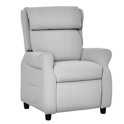 Qaba Kids Recliner Chair Children Sofa Angle Adjustable Single Lounger Armchair Gaming Chair with Footrest 2 Side Pockets for 3-5 Years, Light Grey