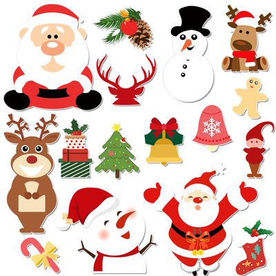 16Pcs Christmas Car Magnets Cute Refrigerator Magnets Xmas Holiday Decoration Stickers Magnetic Snowman Santa Reindeer Tree Gingerbread Accessories for Garage Door, Mailbox