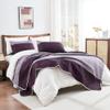 Andency Stripe Quilt Set Cal King(104x112Inch), 3 Pieces (1 Purple Quilt and 2 Pillowcases) Purple and Grey Striped Bedspread Set, Lightweight Soft Quilted Coverlet Set view 4