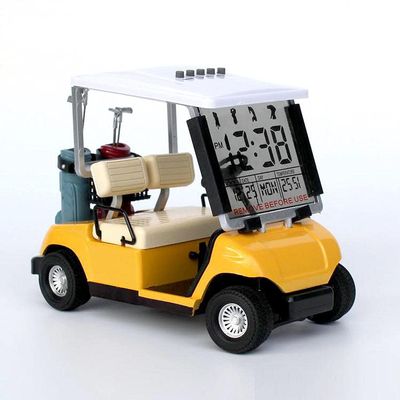 Alarm Clock,Golfs Cart Model Electronic Alarm Clock Perpetual Calendar Multifunction Clock Golfs Car Clock-Yellow