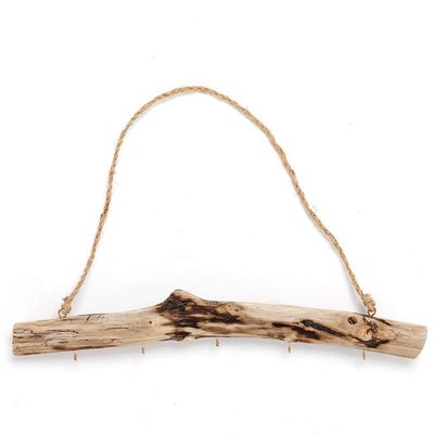 IOOOFU Vintage Driftwood Storage Hanging Rack Jewelry Door Hook Household Wall Holder Rack Crafts - Wooden Color