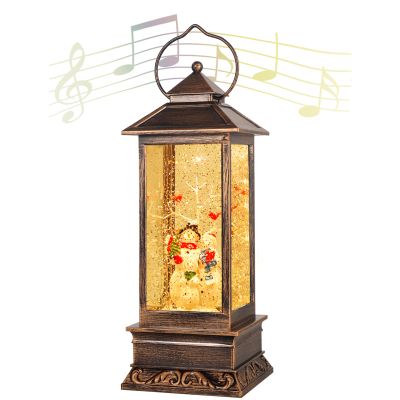 Christmas Lantern Musical Snow Globe, Lighted Christmas Snowman Water Snow Globe with Music Christmas Decoration and Gifts