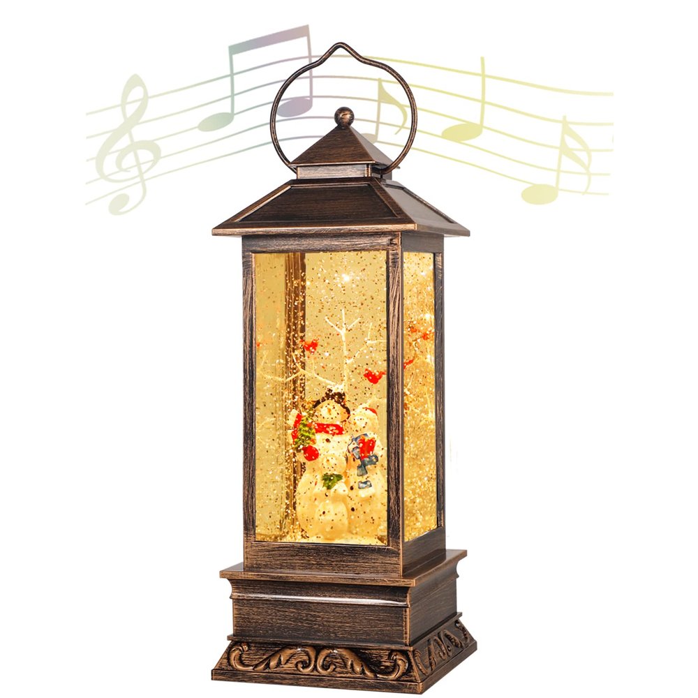 Christmas Lantern Musical Snow Globe, Lighted Christmas Snowman Water Snow Globe with Music Christmas Decoration and Gifts