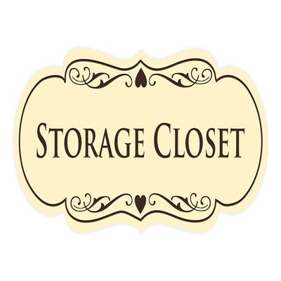 Signs ByLITA Designer Storage Closet Sign (Ivory/Dark Brown) - Small 1 Pack