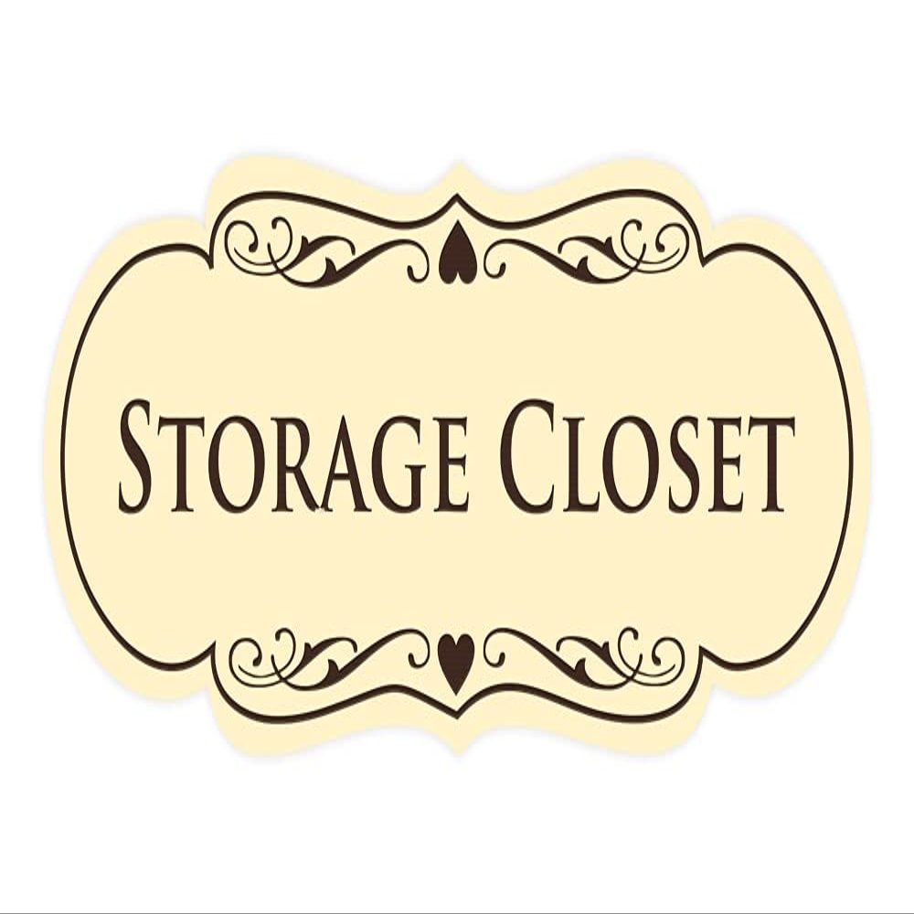 Signs ByLITA Designer Storage Closet Sign (Ivory/Dark Brown) - Small 1 Pack