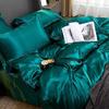 Ultra Soft Silk Like Satin 3 Piece Bedding Teal Blue Duvet Cover Set (Duvet Cover + 2 Pillow Cases) Zipper Closure Soft Breathable Full view 2