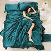 Ultra Soft Silk Like Satin 3 Piece Bedding Teal Blue Duvet Cover Set (Duvet Cover + 2 Pillow Cases) Zipper Closure Soft Breathable Full view 3