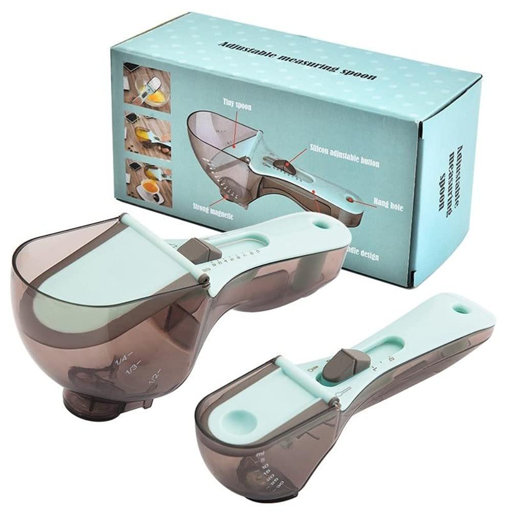 2 Pcs Adjustable Plastic Measuring Spoons