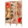 artgeist Japanese Room Divider Geisha & Dragon 53 x 67 in - 3 Panel Folding Screen Japan Design Home Decoration Art Deco p-B-0027-z-b view 1