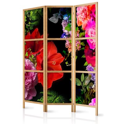 artgeist Japanese Room Divider Flowers 53 x 67 in - 3 Panel Folding Screen Japan Design Home Decoration Art Deco b-A-0491-z-b