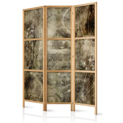 artgeist Japanese Room Divider Vintage Retro Postcards Abstract 53 x 67 in - 3 Panel Folding Screen Japan Design Home Decoration Art Deco m-C-0461-z-b