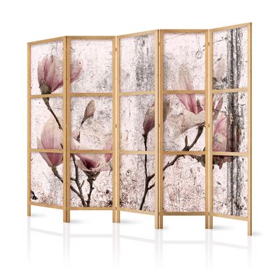 artgeist Japanese Room Divider XXL Flowers Magnolias 90 x 67 in - 5 Panel Folding Screen Japan Design Home Decoration Art Deco b-C-0389-z-c
