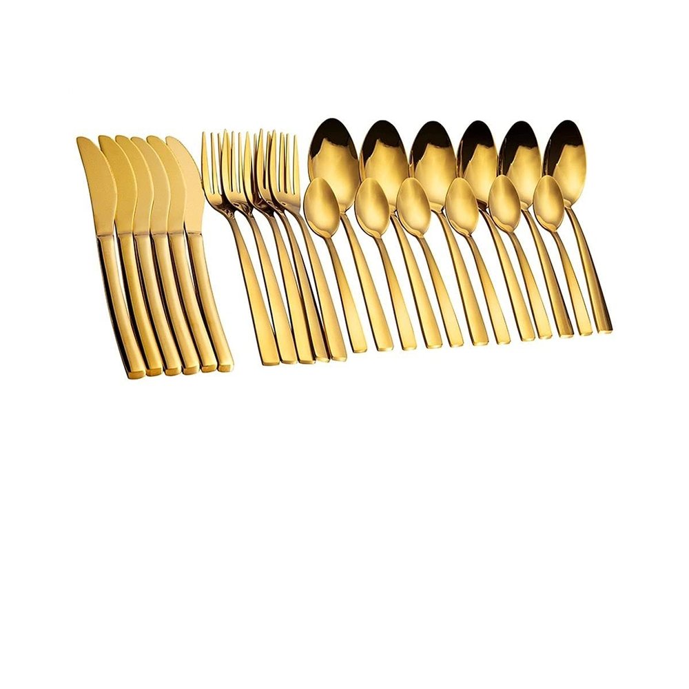 24PCS Gold Tableware Cutlery Dinner Set (Gold)