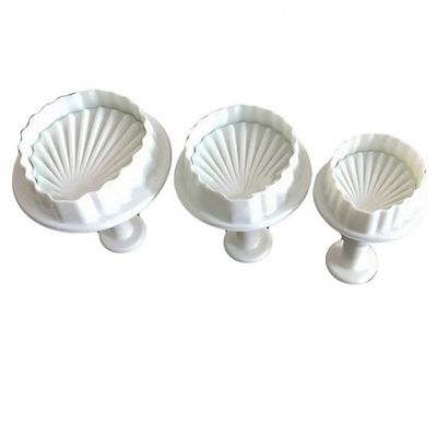 3pcs White Plastic Shell Shape Cookies Cutter